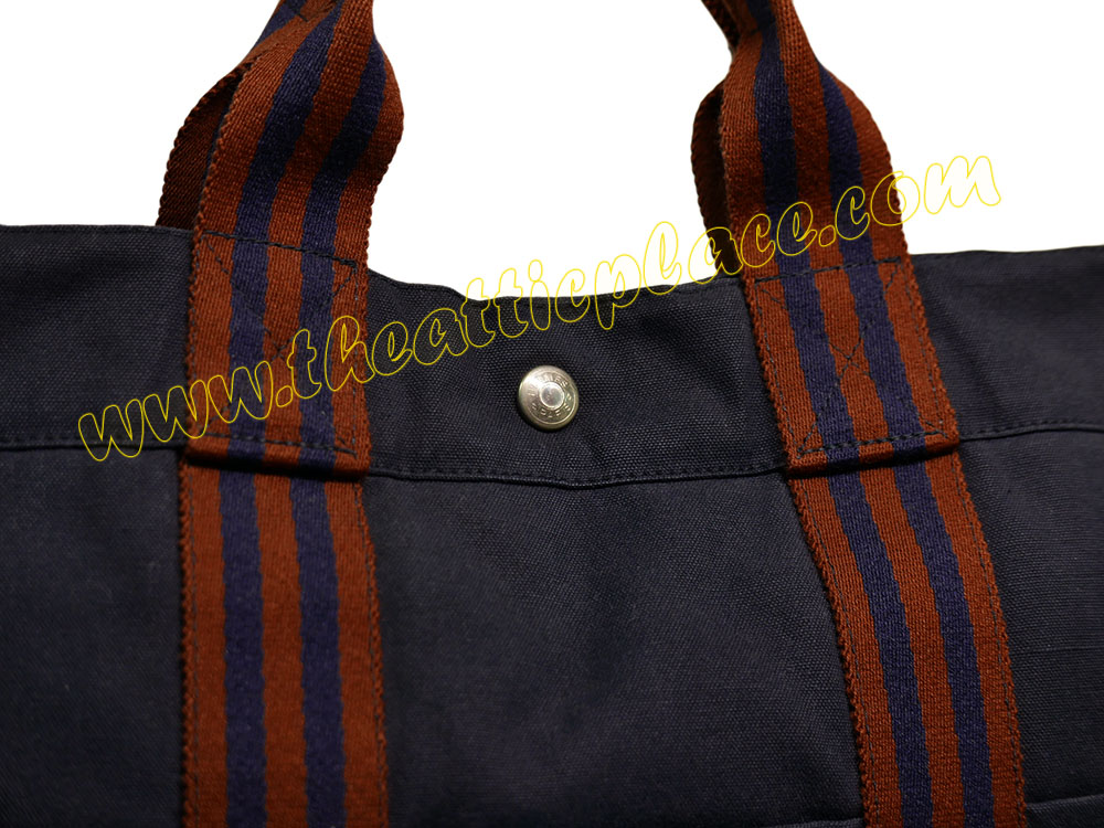 Hermes Blue / Red Canvas Herline MM Tote -40135