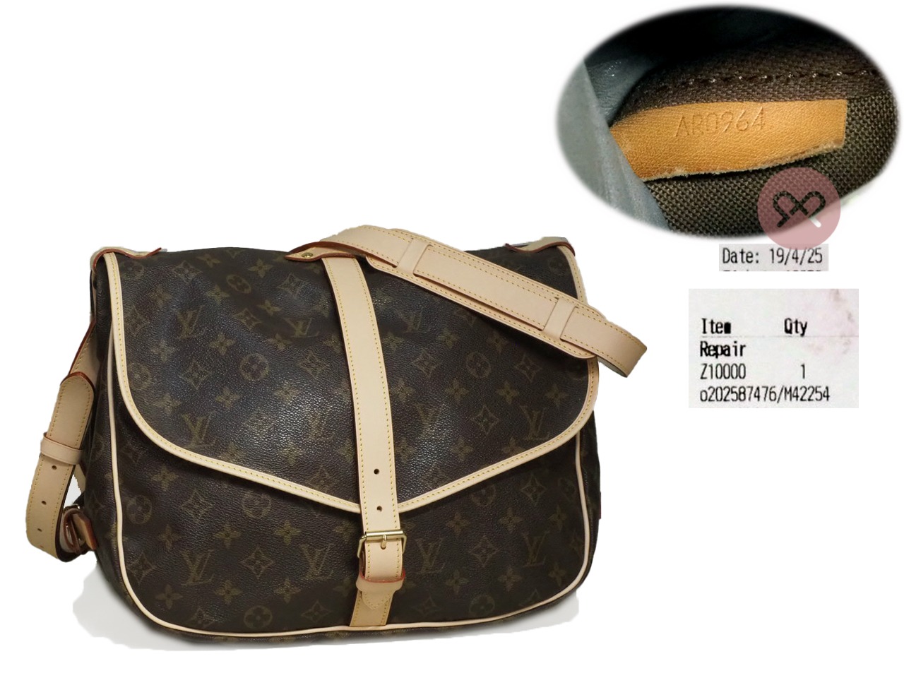 Louis Vuitton M42256 Monogram Canvas Saumur 35 Large Messenger Bag (AR0964) - Image 2