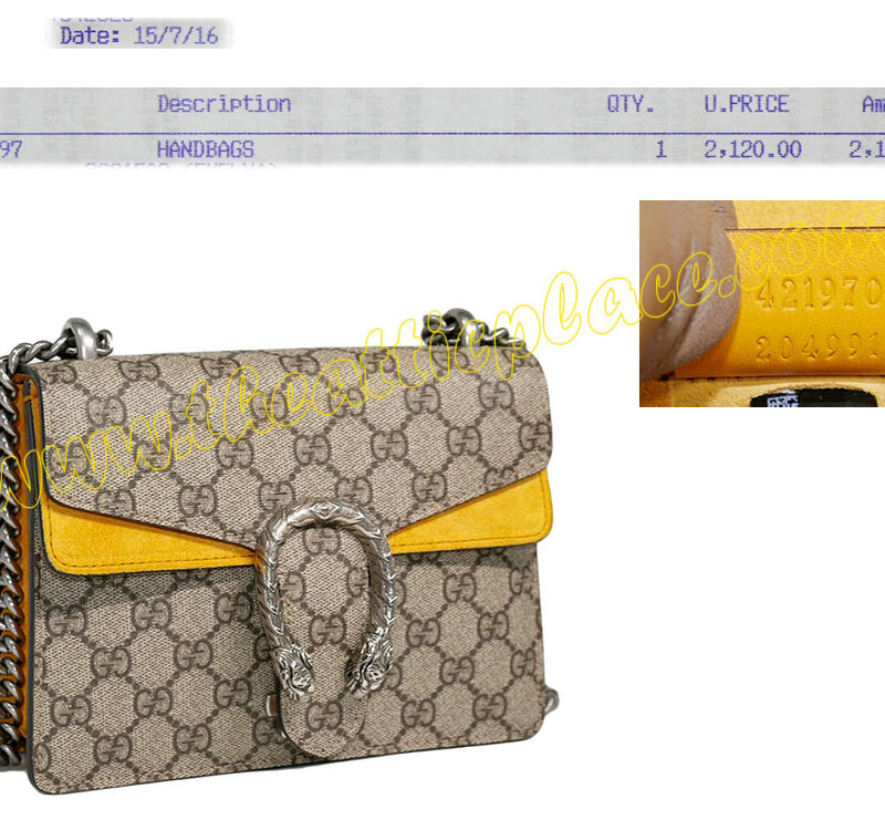 Gucci 421970 Dionysus GG Supreme/ Yellow Suede Shoulder Bag-0