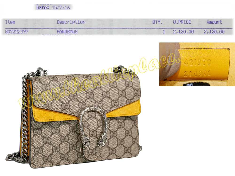 Gucci 421970 Dionysus GG Supreme/ Yellow Suede Shoulder Bag-0