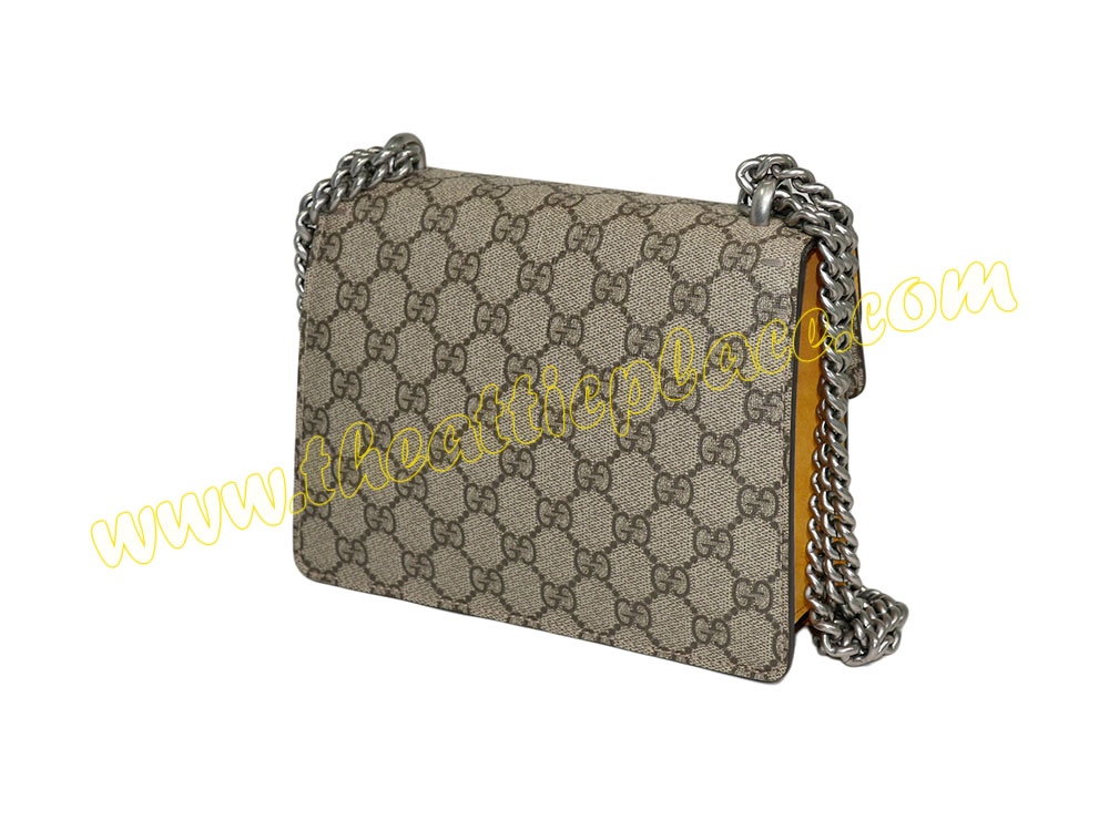 Gucci 421970 Dionysus GG Supreme/ Yellow Suede Shoulder Bag-40249
