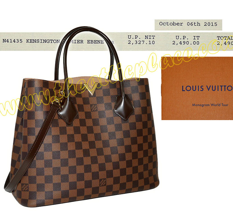 Louis Vuitton N41435 Kensington Damier Ebene Tote w Strap-0