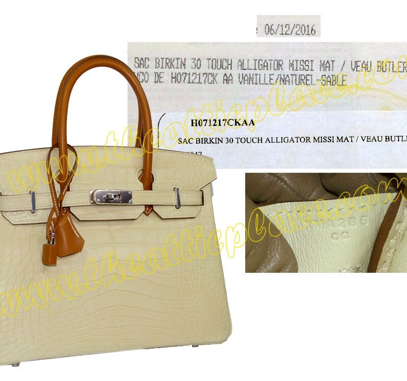 Hermes Touch Birkin 30 Alligator/ Crocodile Missi Mat/ Veau Butler Vanille/ Natural-Sable-0