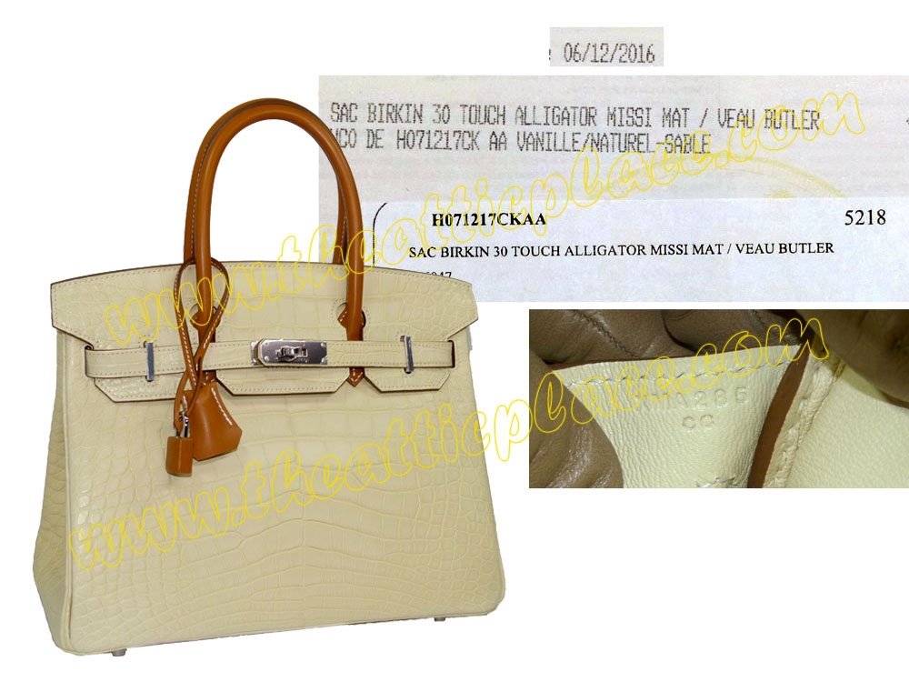 Hermes Touch Birkin 30 Alligator/ Crocodile Missi Mat/ Veau Butler Vanille/ Natural-Sable-0