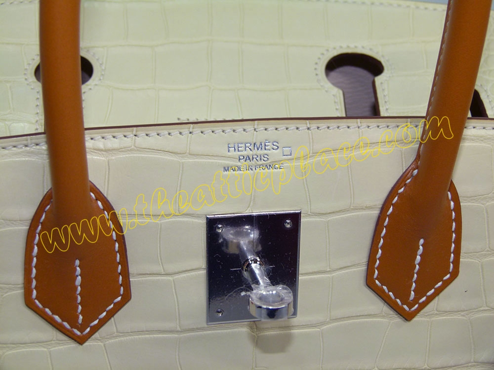 Hermes Touch Birkin 30 Alligator/ Crocodile Missi Mat/ Veau Butler Vanille/ Natural-Sable-31894