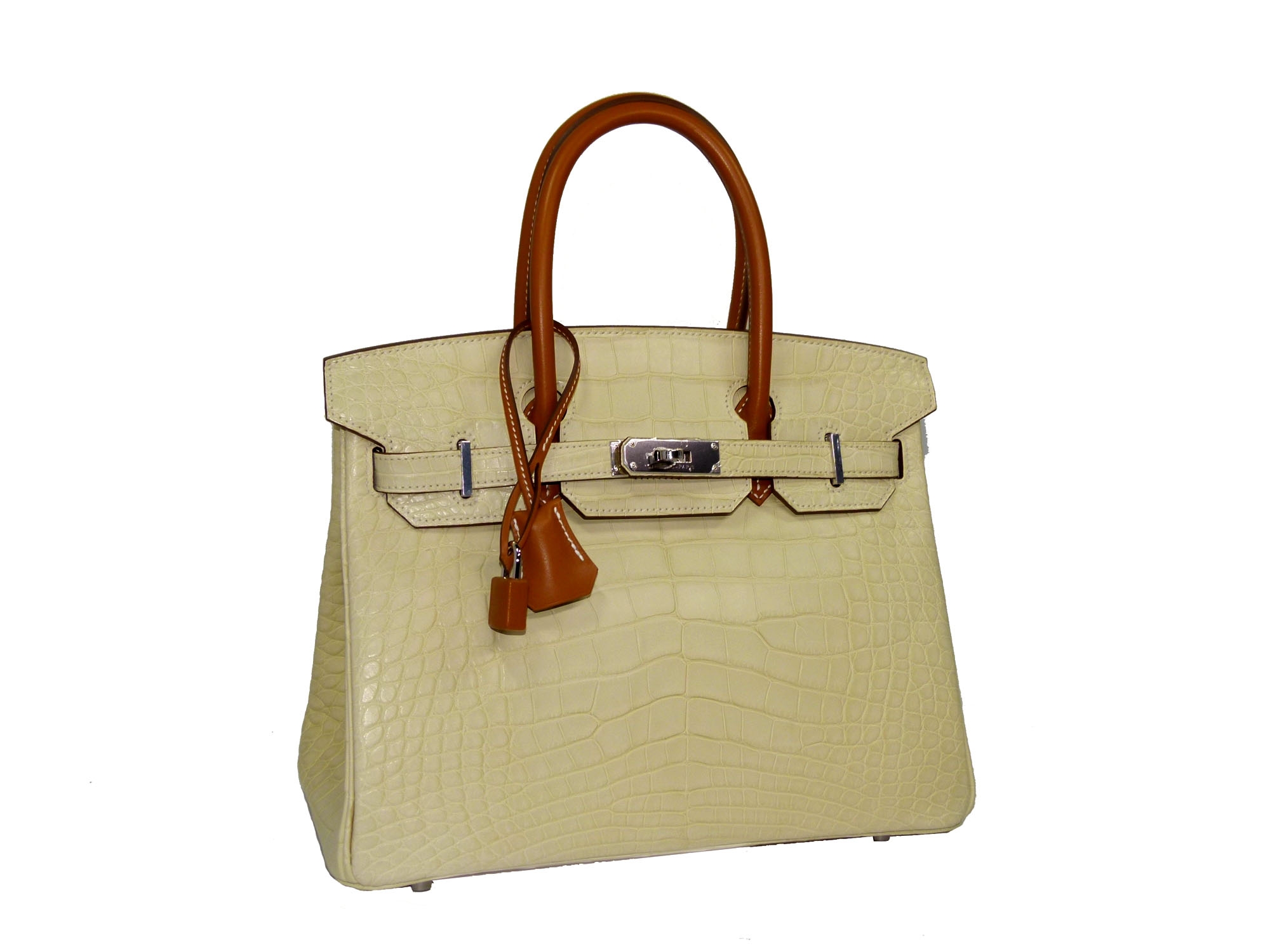 Hermes Touch Birkin 30 Alligator/ Crocodile Missi Mat/ Veau Butler Vanille/ Natural-Sable-31893