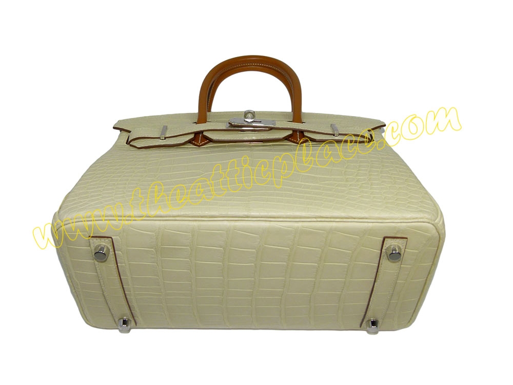 Hermes Touch Birkin 30 Alligator/ Crocodile Missi Mat/ Veau Butler Vanille/ Natural-Sable-31896