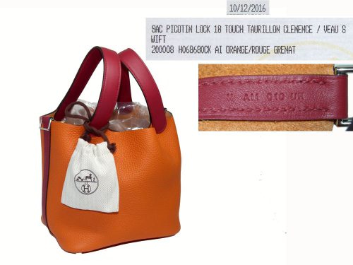JUST ARRIVAL ! Hermes Picotin 18 Lock Clemence/ Swift Orange/ Rouge Grenat-0