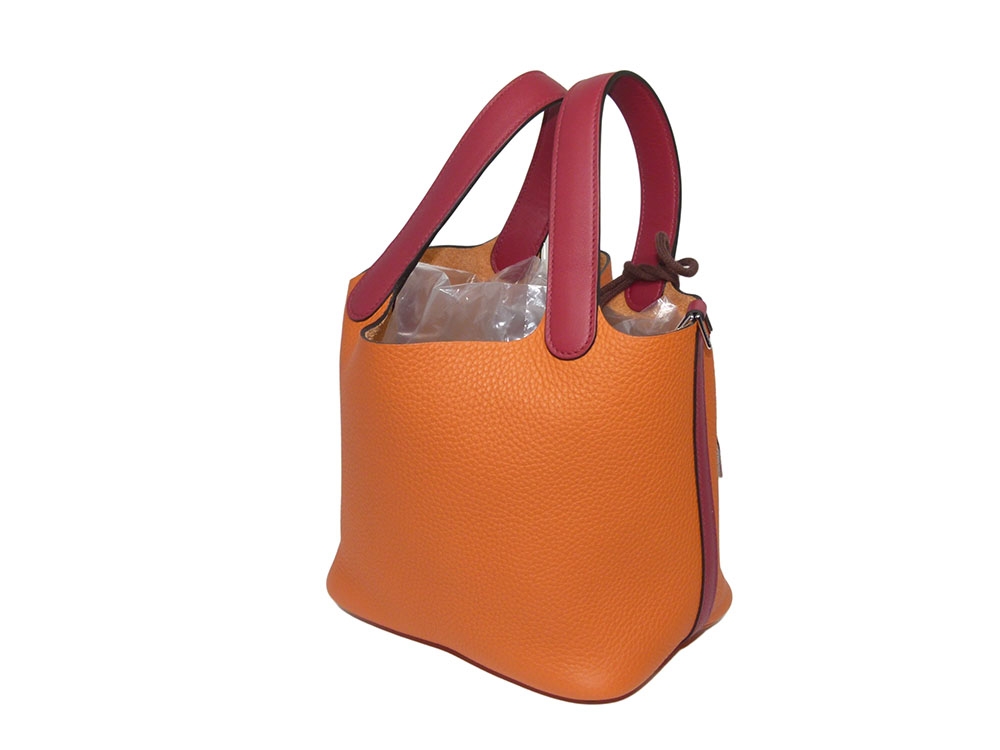 JUST ARRIVAL ! Hermes Picotin 18 Lock Clemence/ Swift Orange/ Rouge Grenat-31639
