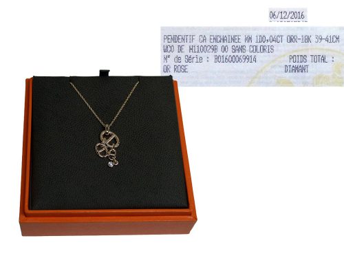 Hermes 39/ 41cm Chaîne d'Ancre Enchainee MM 18K Rose Gold Pendant Necklace-0
