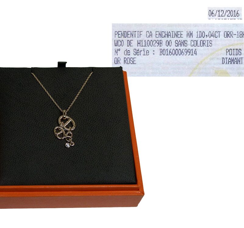 Hermes 39/ 41cm Chaîne d'Ancre Enchainee MM 18K Rose Gold Pendant Necklace-0