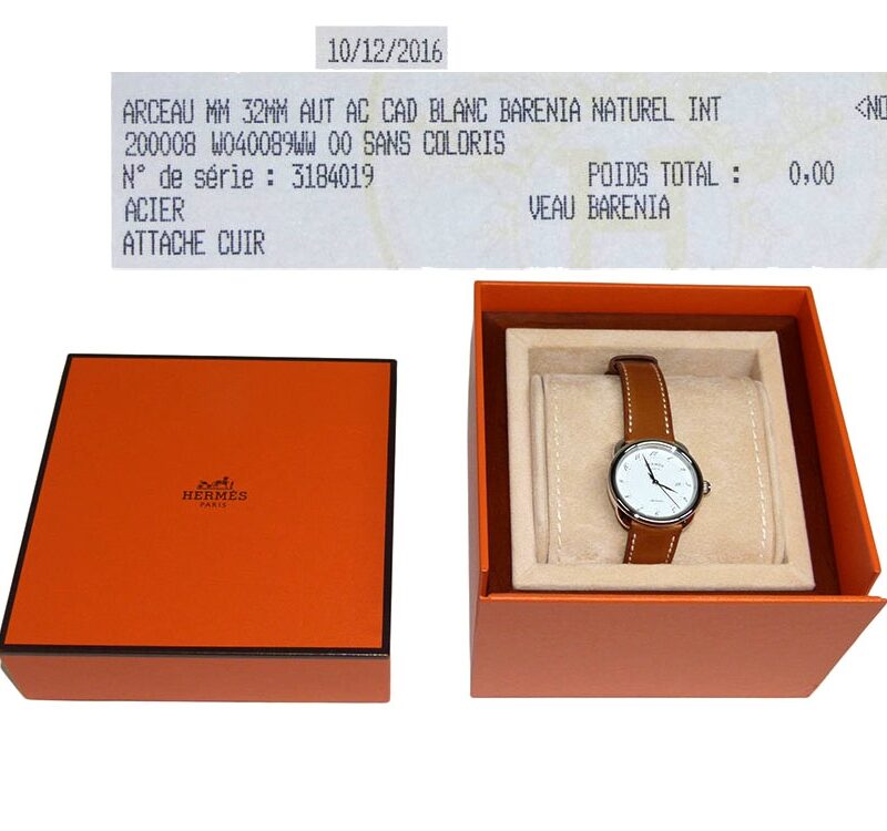 Hermes Barenia Natural 32mm Automatic Arceau MM Medium Size Watch for Unisex-0