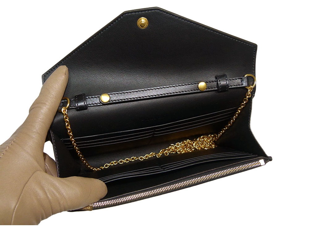 Celine Pocket Trifolded Multifunction Wallet on Chain in Multicolour Nude, Mineral , Light Khaki-31493