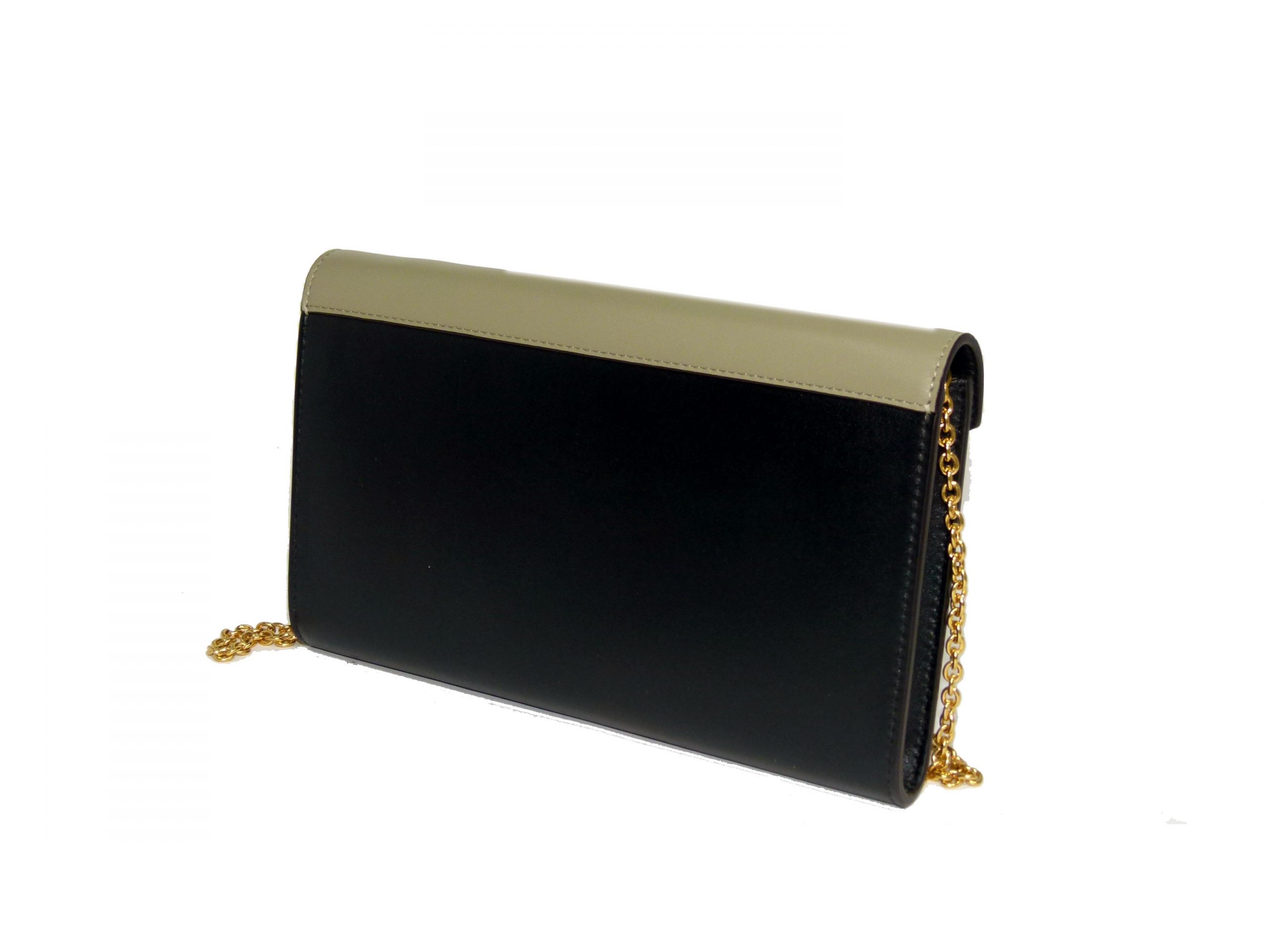 Celine Pocket Trifolded Multifunction Wallet on Chain in Multicolour Nude, Mineral , Light Khaki-31495