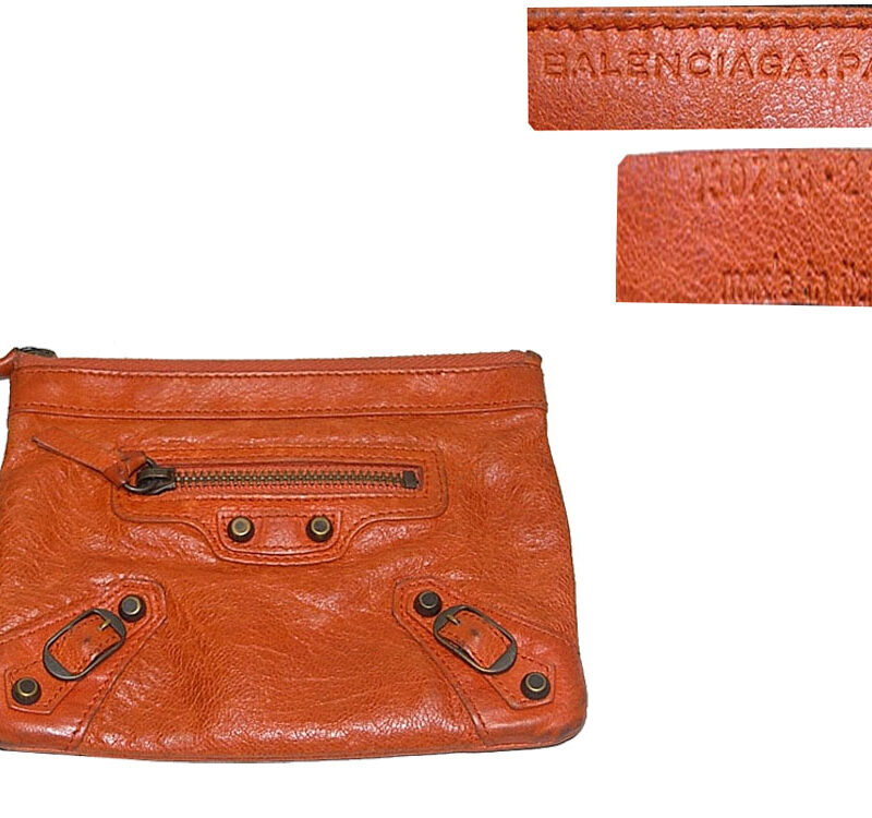 90% NEW ! Balenciaga Portefeuille 186191 Orange Regular Classic Coin Purse/ Pouch-0