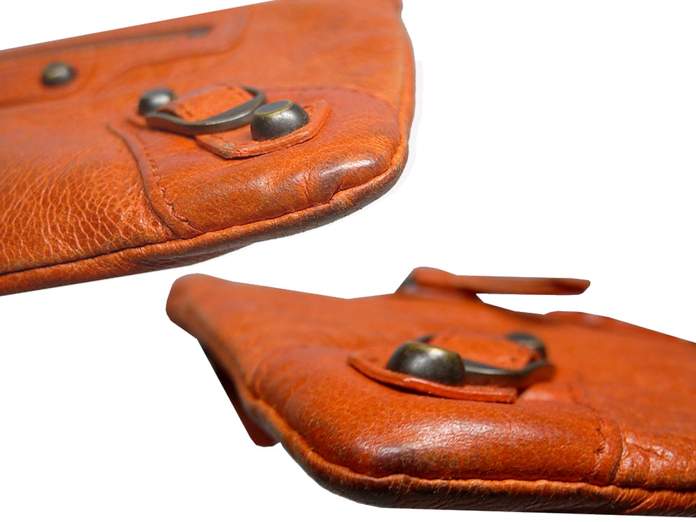90% NEW ! Balenciaga Portefeuille 186191 Orange Regular Classic Coin Purse/ Pouch-5322