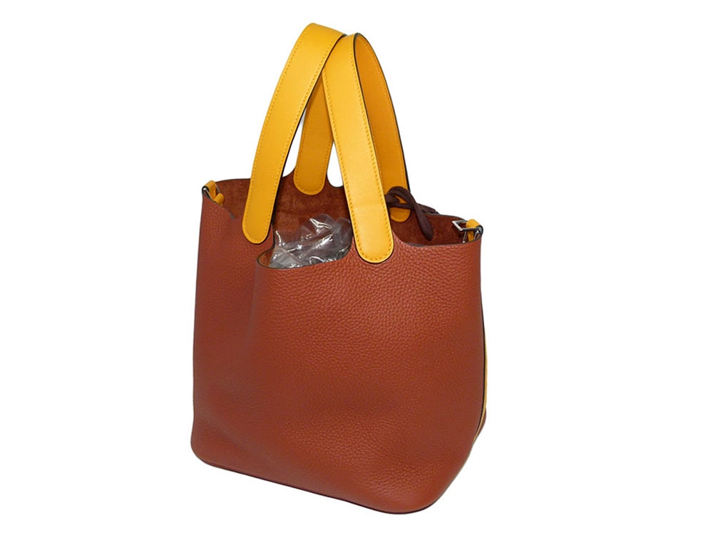 Hermes Picotin Lock 22 Clemence / Swift Cuivre/ Jaune Shoulder/ Tote Bag-31484