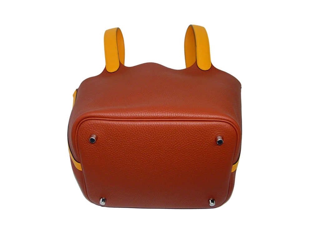 Hermes Picotin Lock 22 Clemence / Swift Cuivre/ Jaune Shoulder/ Tote Bag-31485