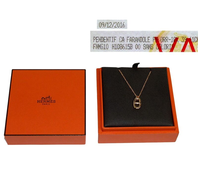 Hermes 39/ 41cm in Two Length Chaine d' Ancre Collection ! Rose Gold Farandole Pandent Necklace-0