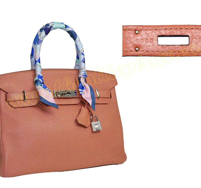 Hermes Birkin 30 Clemence Rose Tea Q Stamp Palladium Hardware-0