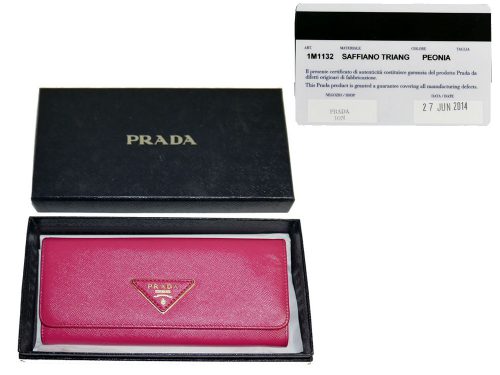 Prada 1M1132 Peonia Saffiano Triangle Long Wallet-0