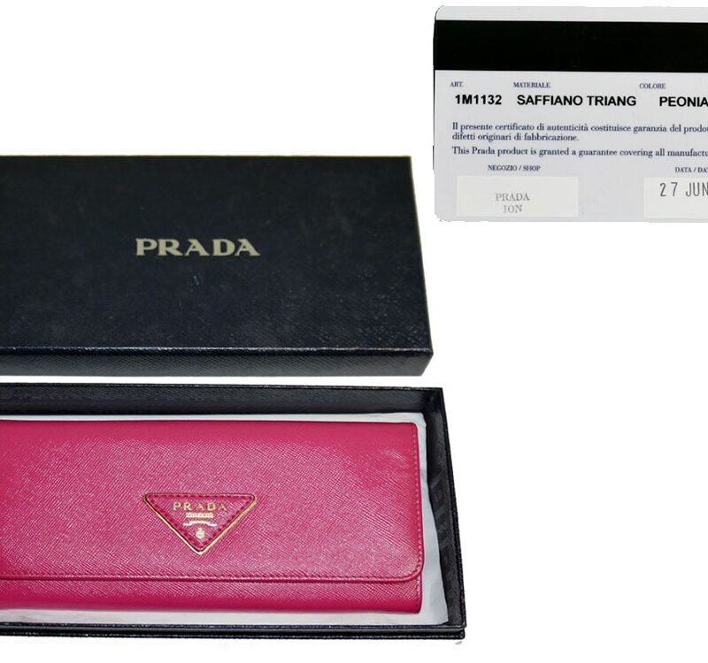 Prada 1M1132 Peonia Saffiano Triangle Long Wallet-0