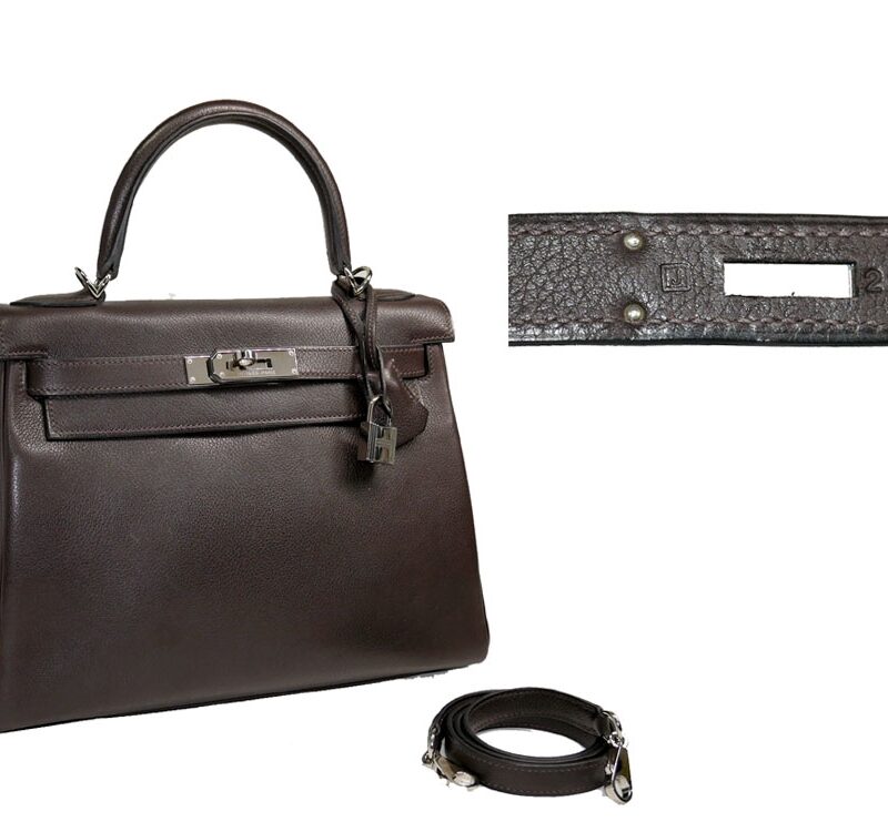 Hermes Retourne Kelly 28 Ebene Evergrain Leather J Stamp Palladium Hardware-0