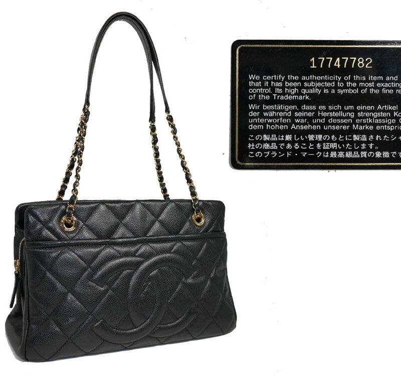 Chanel 17747782 Black Caviar Timeless Classic Tote Gold Hardware-0