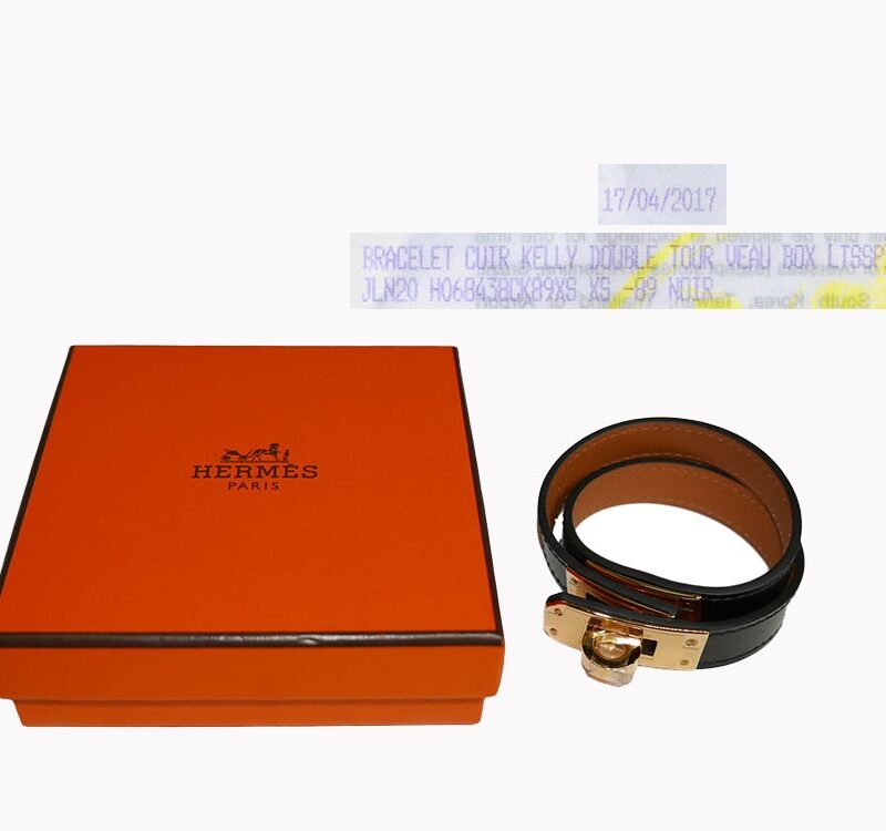 Hermes Kelly Double Tour Black Box Gold Hardware-0
