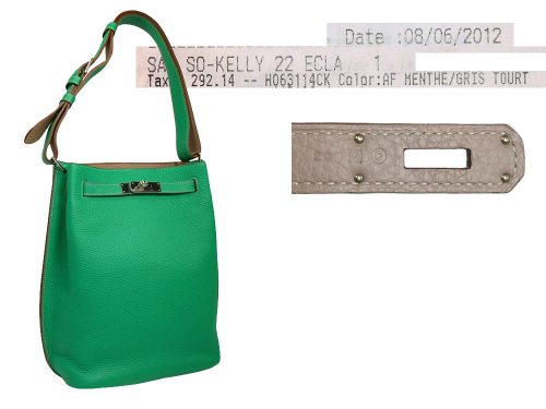 GSS Great Singapore Sale !! Brand New !! Hermes So-Kelly Eclat 22 Menthe/ Gris Togo P Stamp Palladium Hardware-0