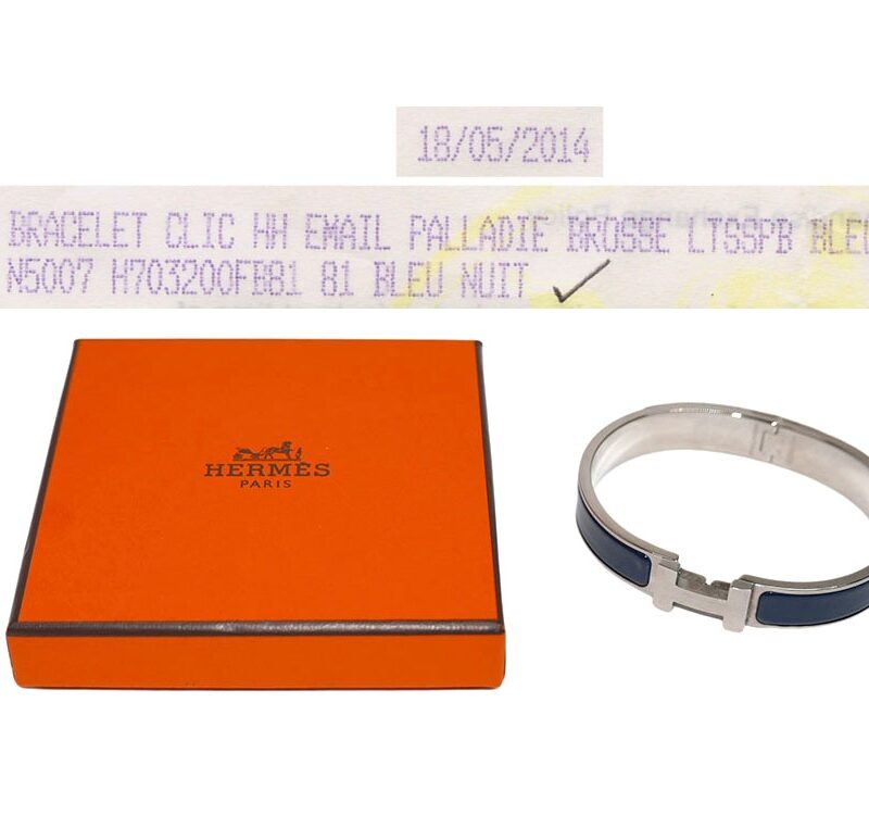 Fire Sale ! Hermes Clic HH Narrow Bracelet Bleu Nuit Brushed Palladium Plated Hardware-0