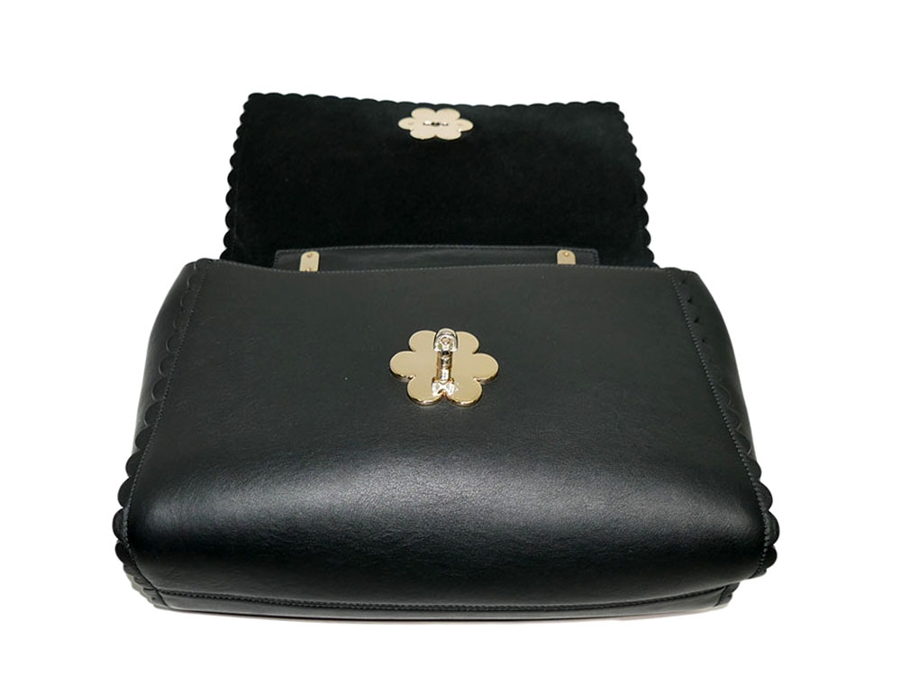 Mulberry Black Calf Limited Edition Cecily Flower Clasp Medium Shoulder Bag-30871
