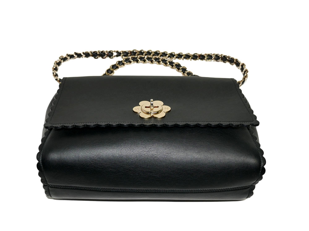 Mulberry Black Calf Limited Edition Cecily Flower Clasp Medium Shoulder Bag-30867