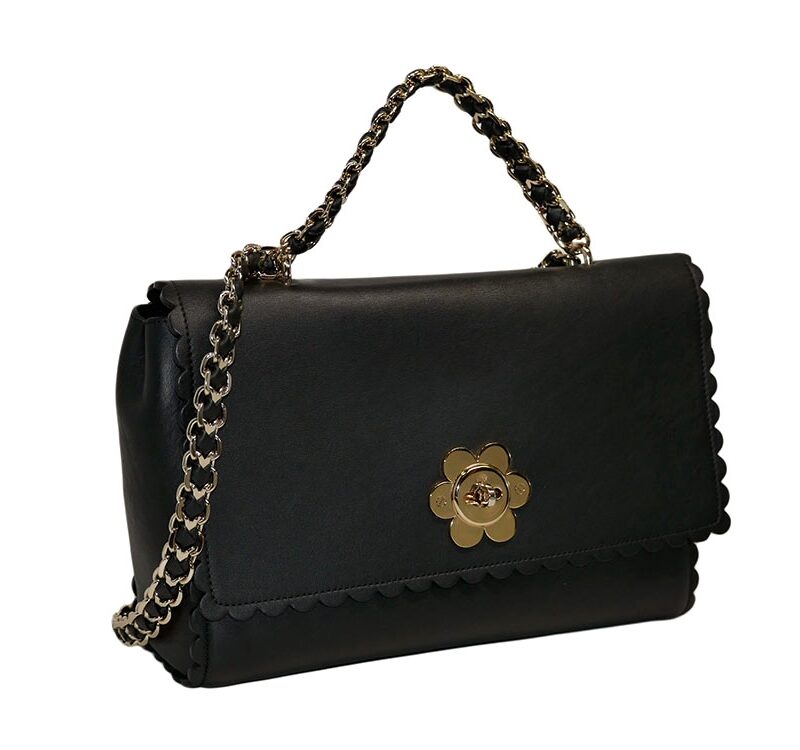 Mulberry Black Calf Limited Edition Cecily Flower Clasp Medium Shoulder Bag-0