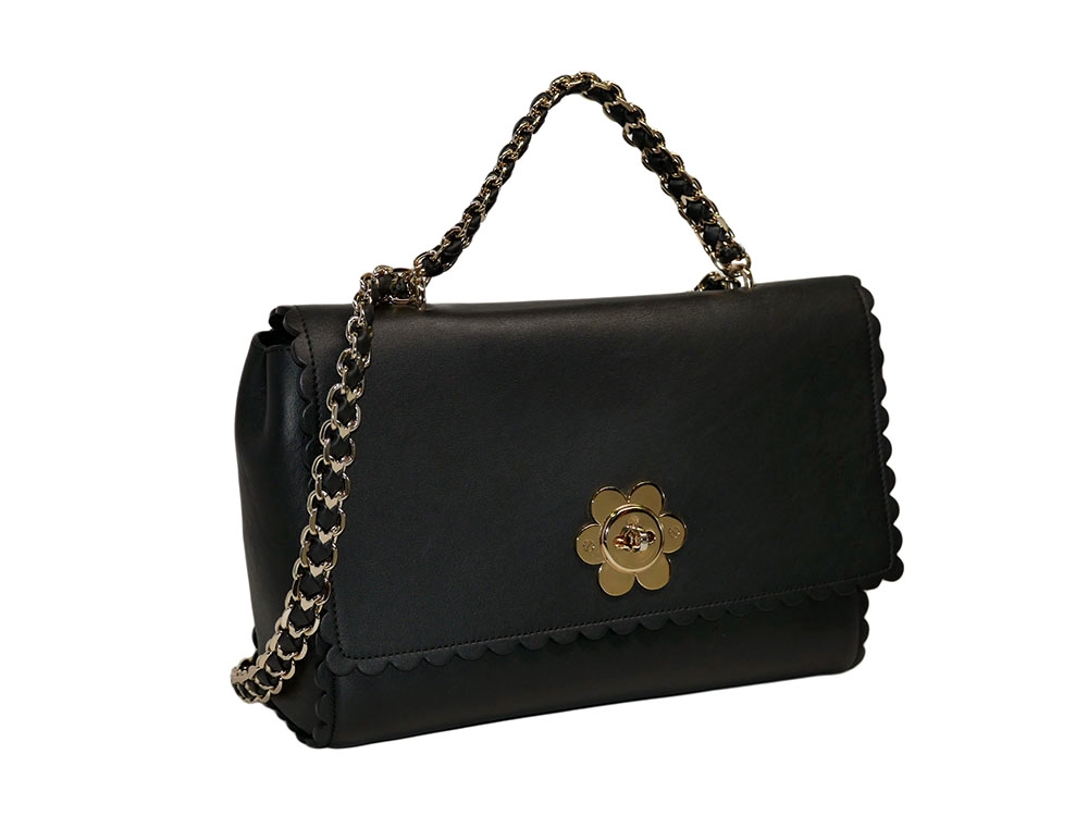 Mulberry Black Calf Limited Edition Cecily Flower Clasp Medium Shoulder Bag-0
