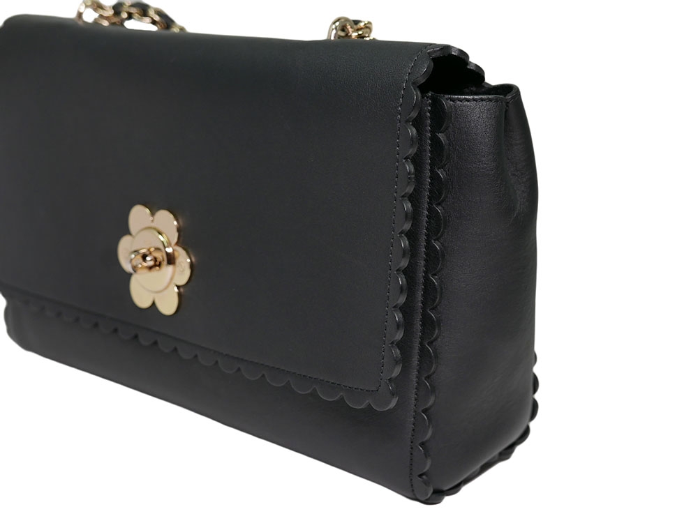 Mulberry Black Calf Limited Edition Cecily Flower Clasp Medium Shoulder Bag-30873
