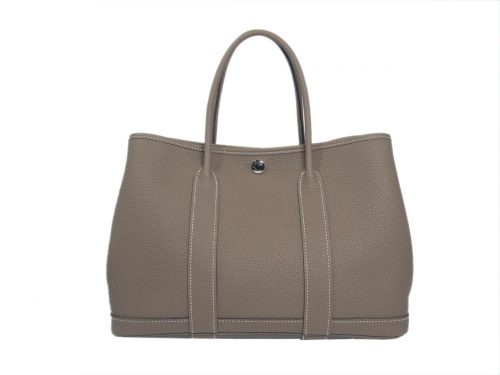 Hermes Garden Party 30cm Veau Negonda Etoupe Color A Stamp-0