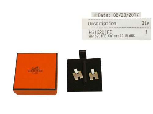Hermes H616201FE Eileen H Blanc / Rose Gold Plated Earring-0