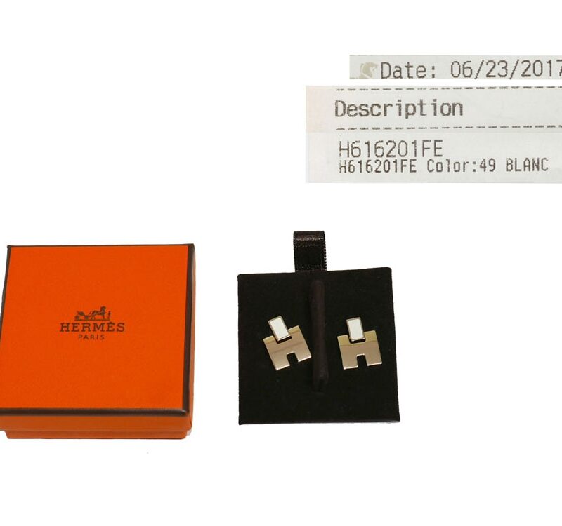 Hermes H616201FE Eileen H Blanc / Rose Gold Plated Earring-0