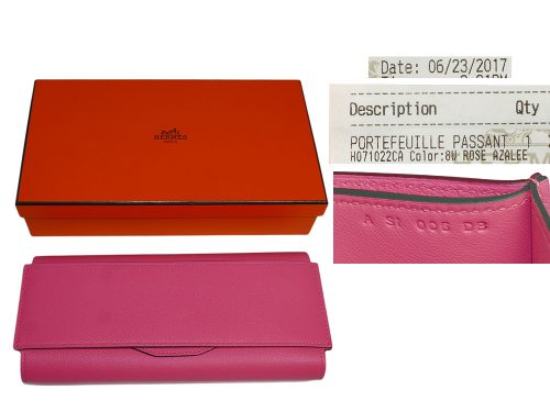 Hermes Rose Azalee Passant Evercolor Calfskin Long Wallet/ Clutch -0