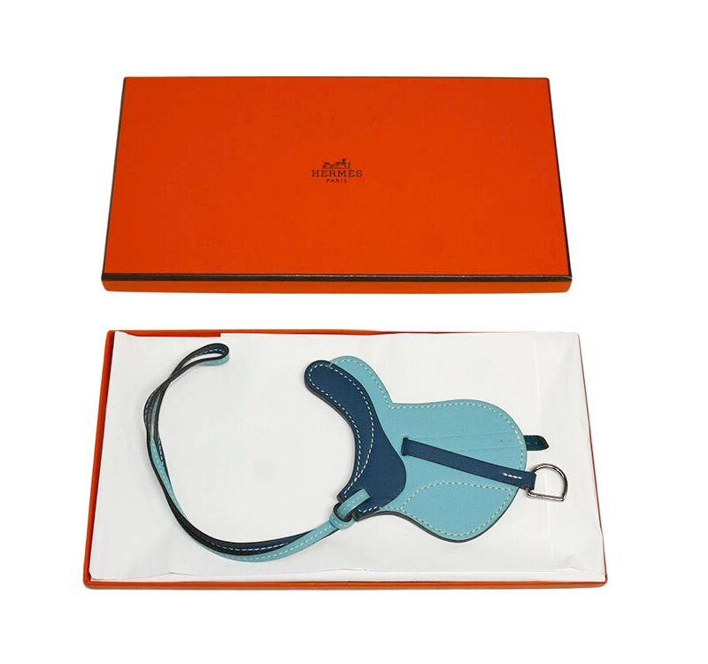 Hermes Sac Saddle 32mm Paddock Bleu Orscur/ Prusse Bag Charm-0