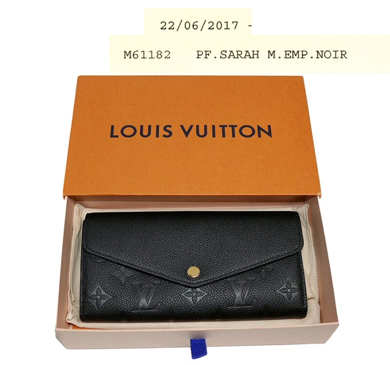 Louis Vuitton M61182 Black Monogram Empreinte leather Envelope-style Sarah wallet-0