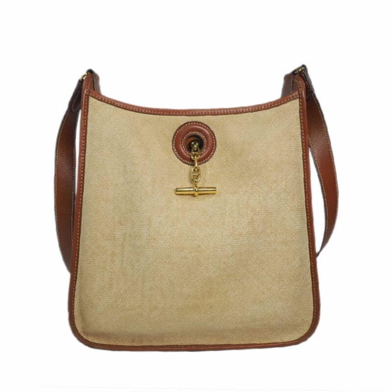 Hermes Panama Straw Leather C Stamp Vespa PM Gold Hardware Messenger Bag -0