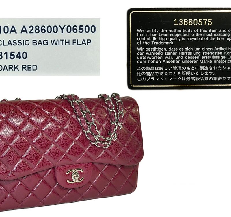 Chanel 13660575 Red/ Rouge Fonce Caviar S/F Jumbo Silver Hardware-0