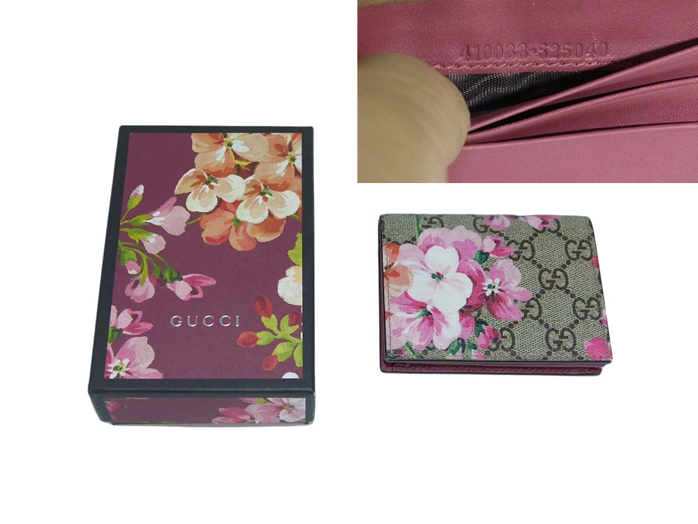Gucci 368823 Bamboo Classic Blooms Small Top-Handle Bag in Blush Pink with FREE matching Gucci 410088 GG Blooms Card Case-31275