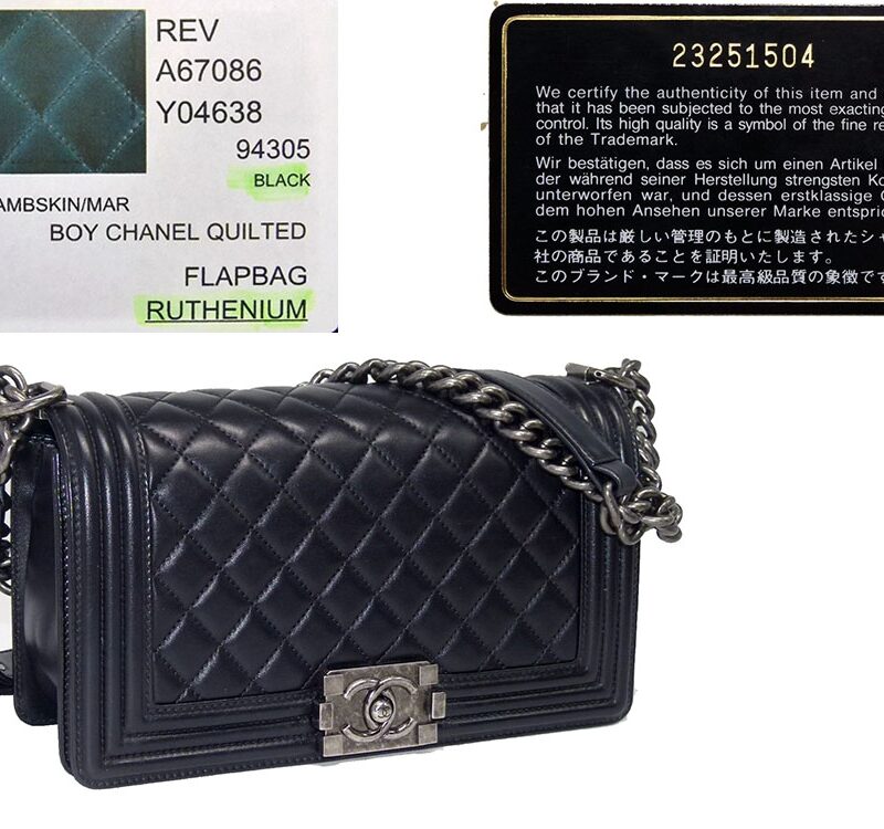 Chanel 23251504 Quilted Le Boy Flap Black Calf Medium Size Ruthenium Hardware-0