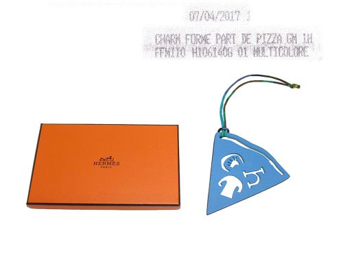 Hermes Petit H Pizza Blue Paradise/ Blue de Galice Bag Charm-0