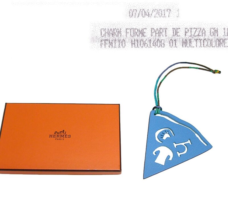 Hermes Petit H Pizza Blue Paradise/ Blue de Galice Bag Charm-0