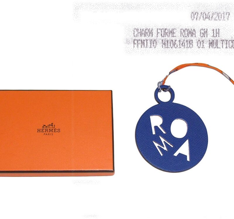 Hermes Charm ROMA Electric Blue/ Orange Petit H Bag Charm-0
