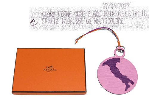 Hermes Petit H ROMA Map Bubblegum Pink/ Ebene Bag Charm-0